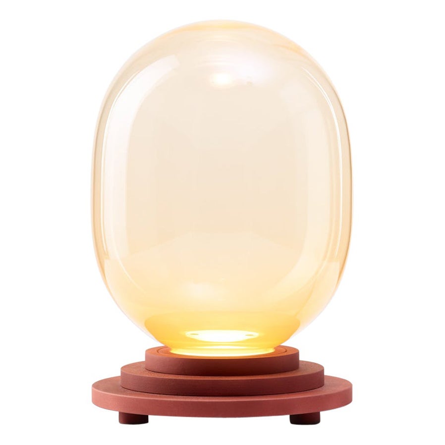 Lampe de bureau à capsule Stratos orange par Dechem Studio en vente