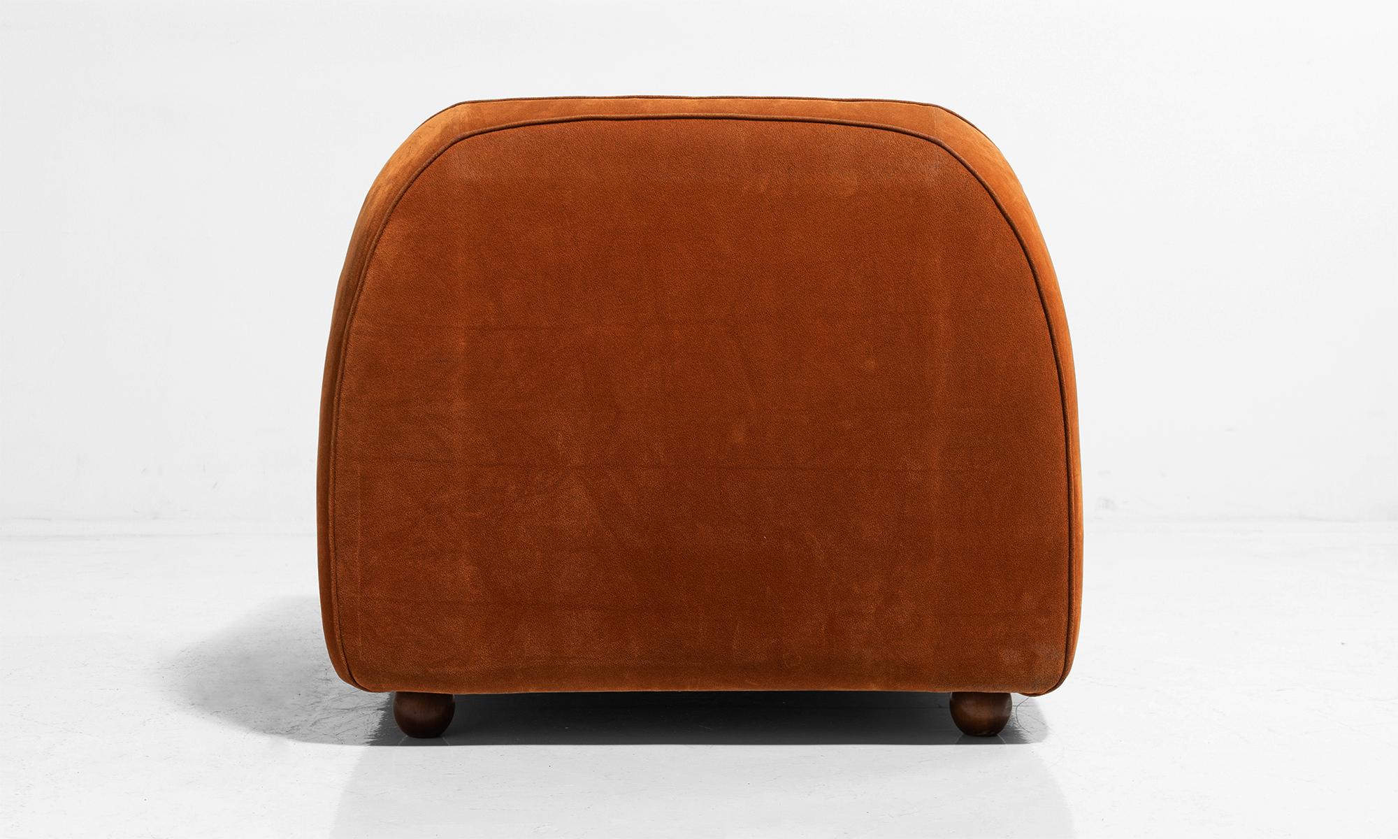 20th Century Orange Suede Easy Chairs