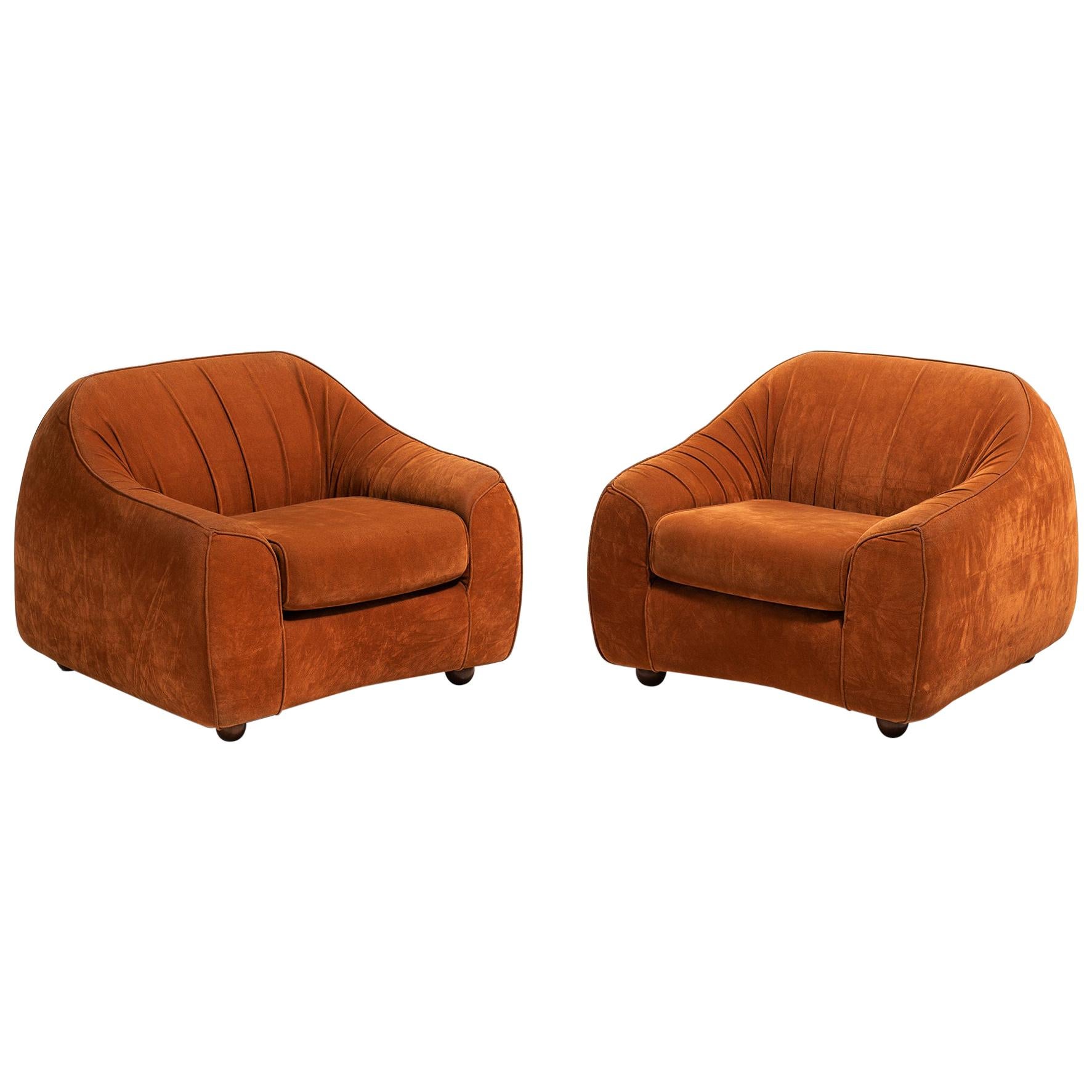 Orange Suede Easy Chairs