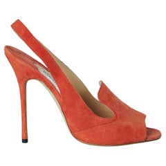 Orange suede high heels sandals Manolo Blahnik