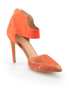 Orange Suede Point Toe Heels Size US 11