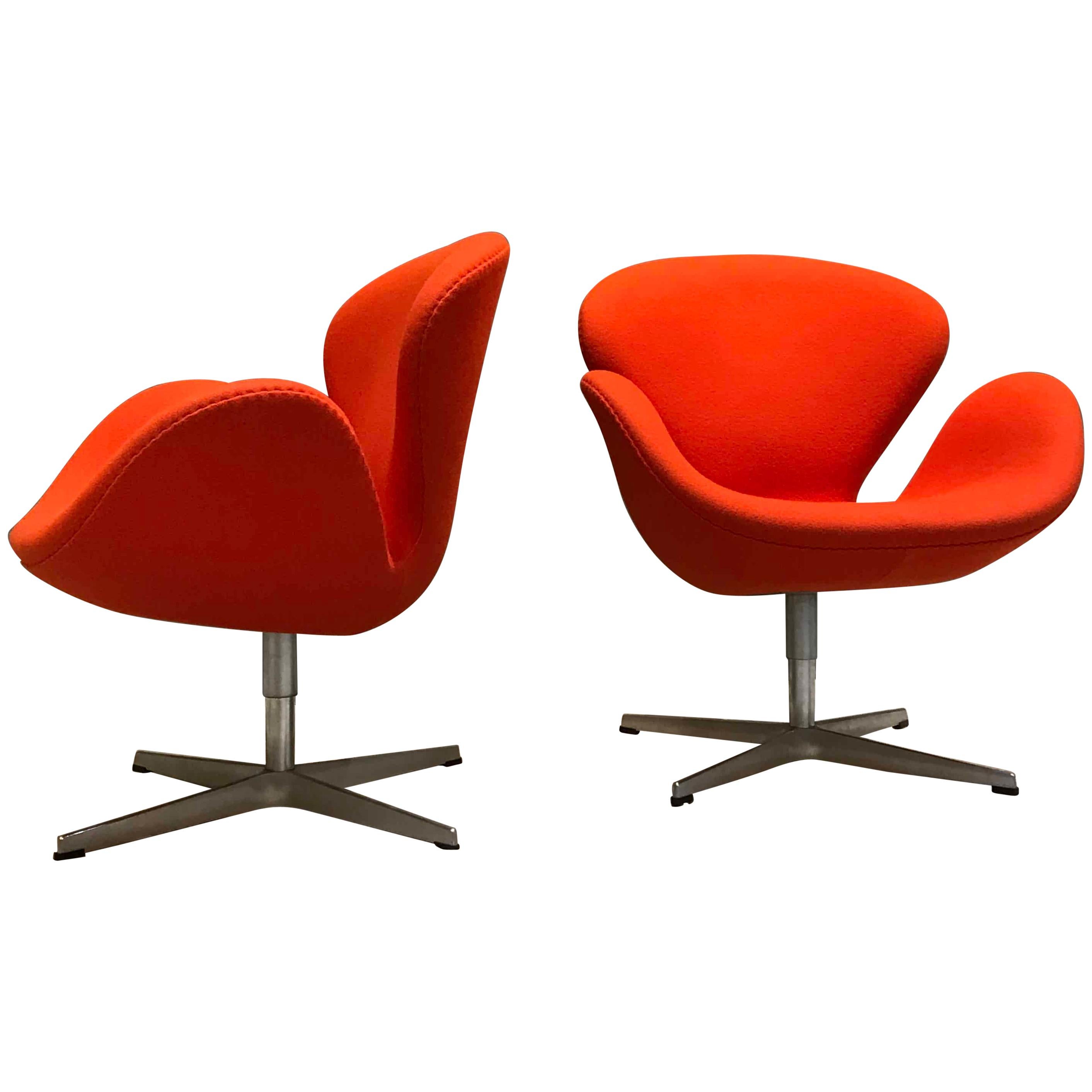 Orange Swan Chairs by Arne Jacobsen for Fritz Hansen