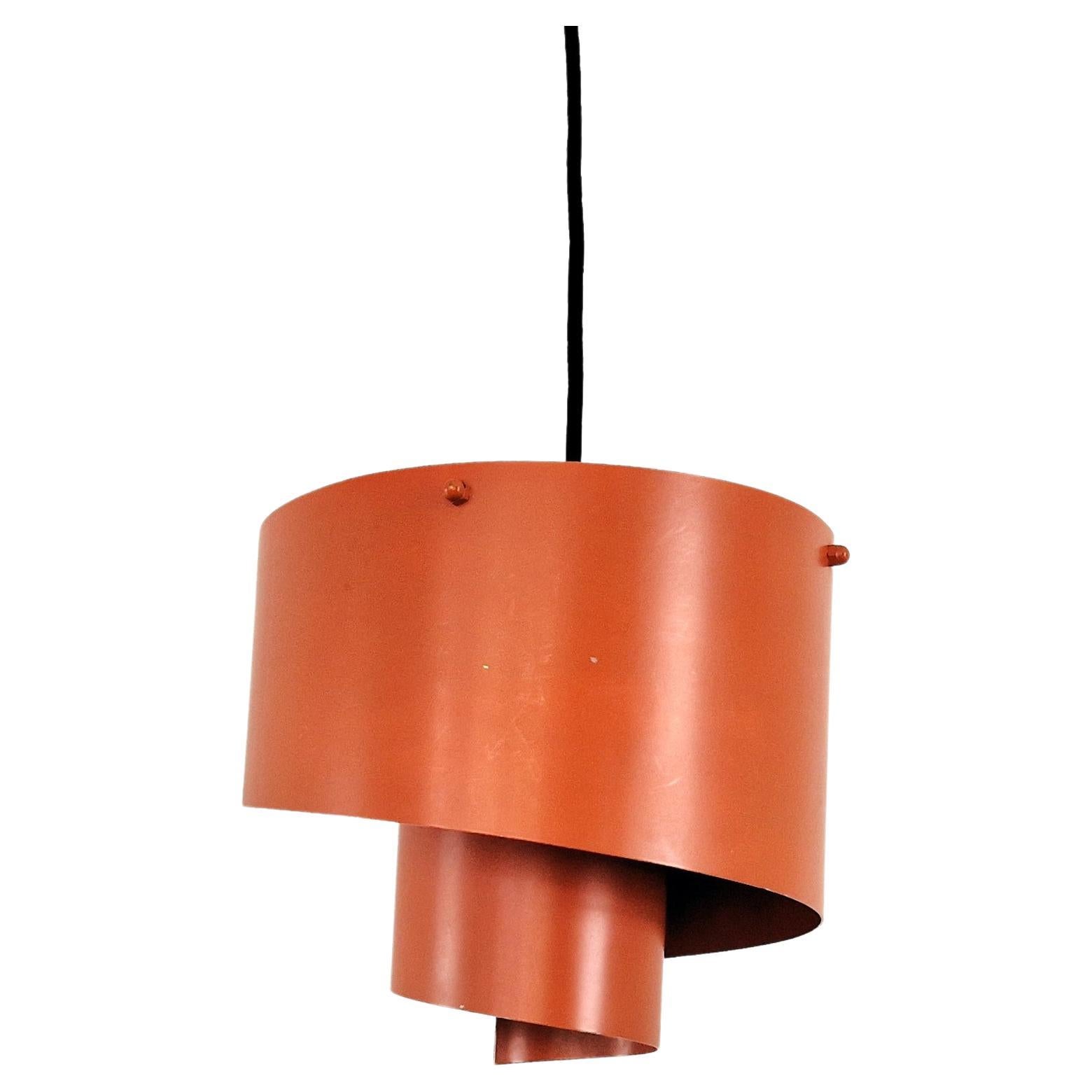 Orange swirl shaped pendant or ceiling lamp by Simon P. Henningsen for Lyfa