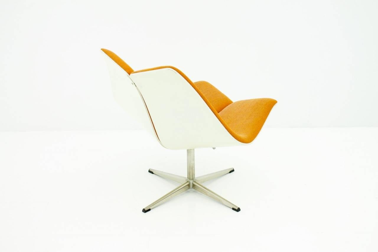 Orange Swivel Chair with Plywood Shell, 1968 3