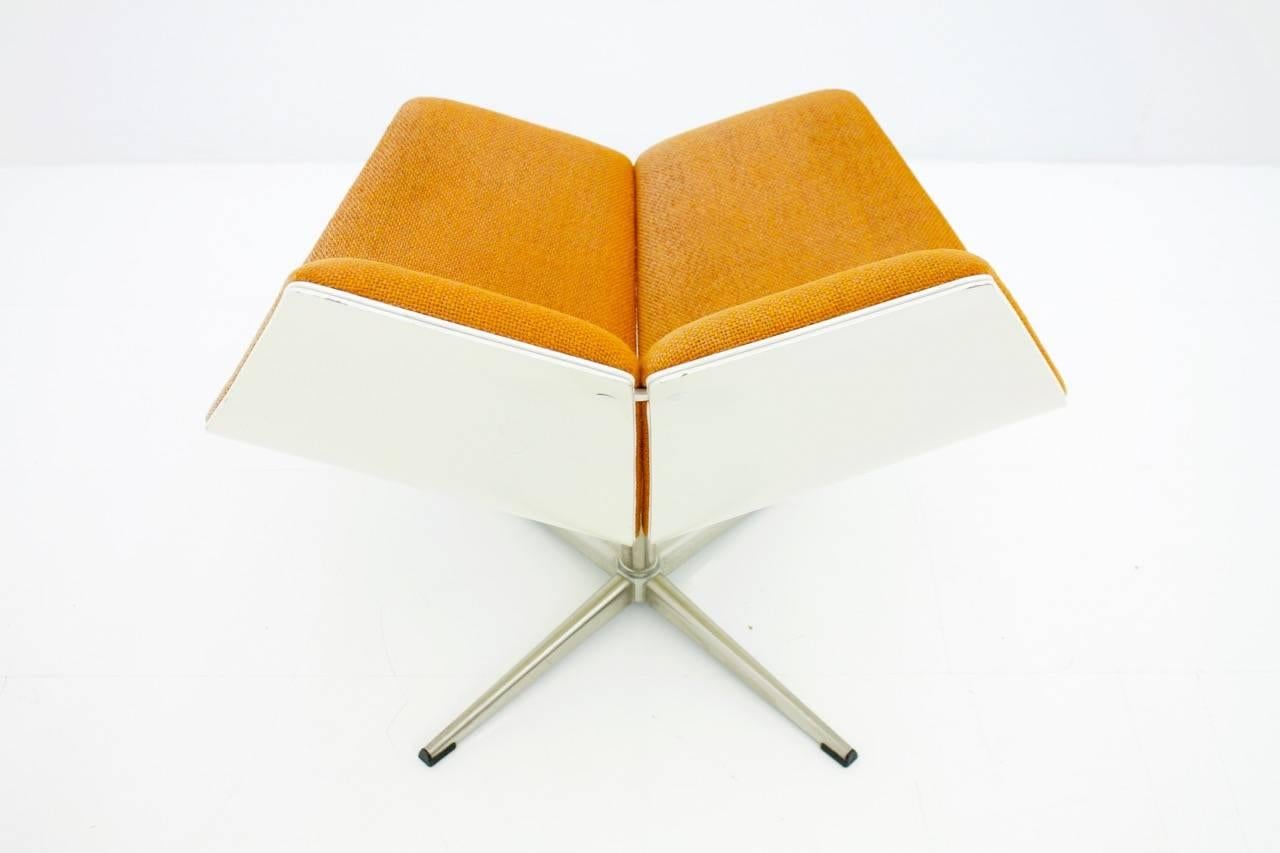 French Orange Swivel Chair with Plywood Shell, 1968