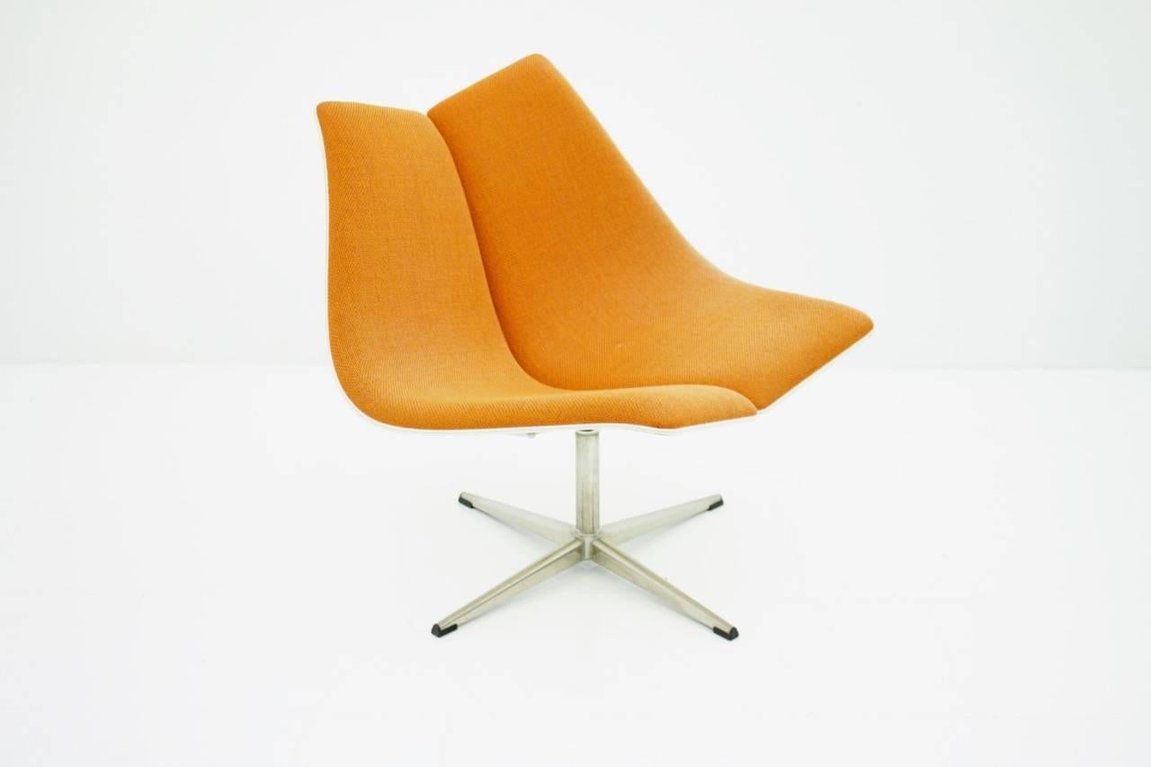 Orange Swivel Chair with Plywood Shell, 1968 1