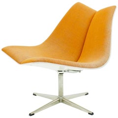 Orange Swivel Chair with Plywood Shell, 1968