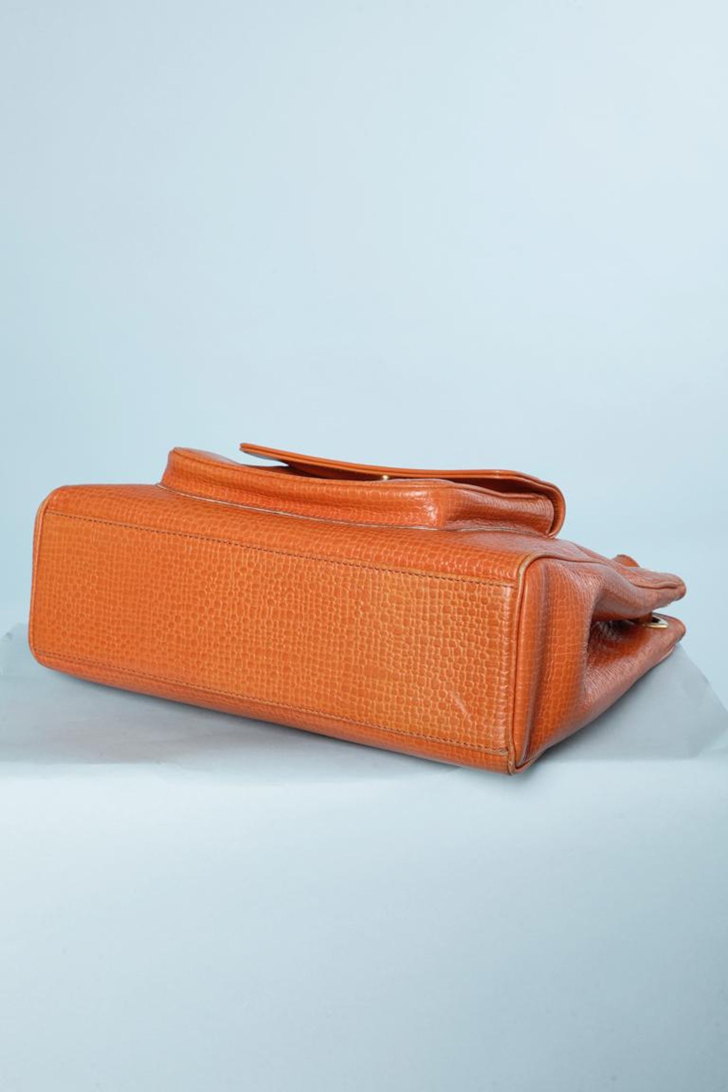 Orange synthetic textured leather shoulder bag Courrèges For Sale at 1stDibs
