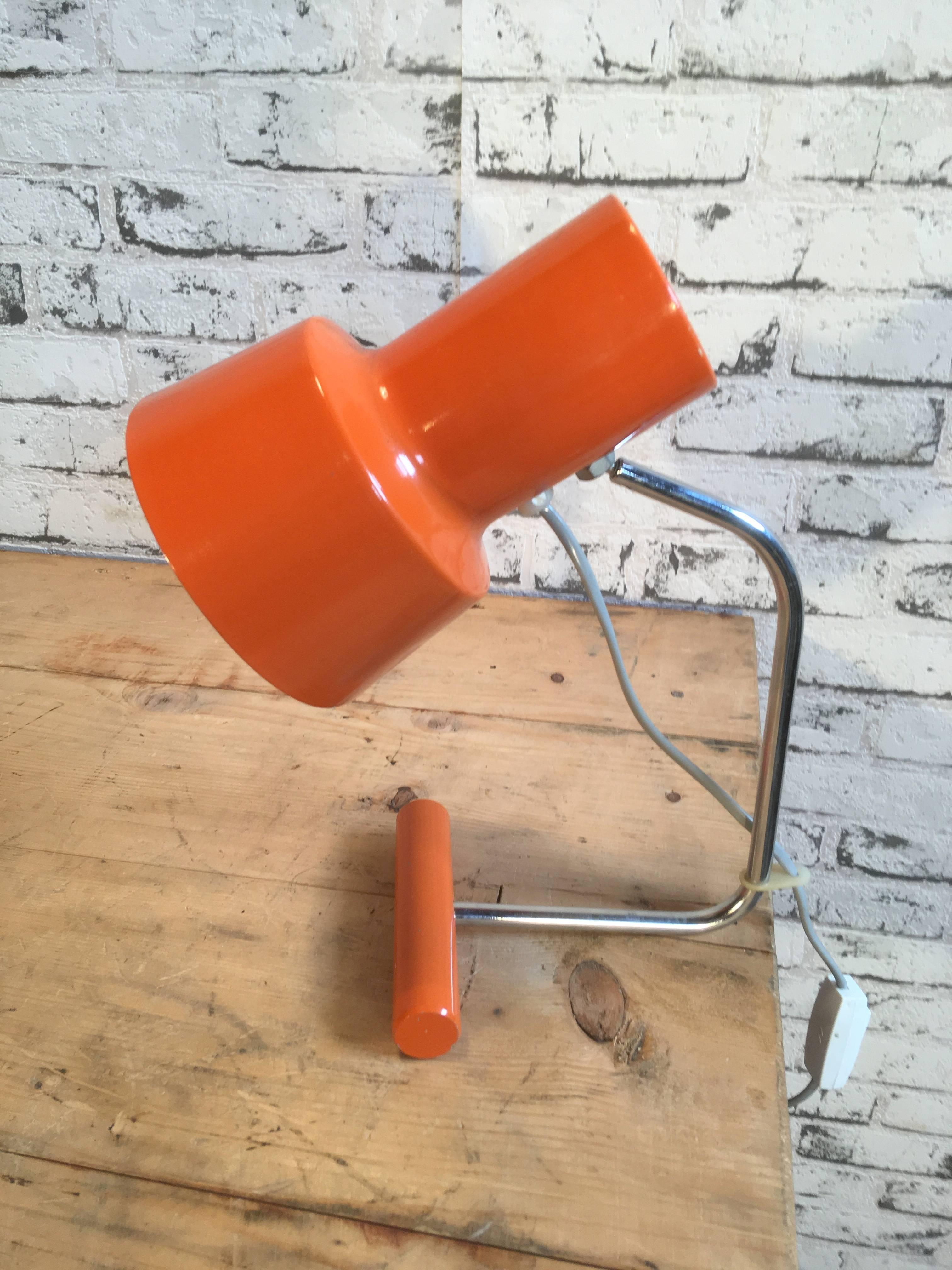 Mid-Century Modern Orange Table Lamp by Josef Hurka for Napako, 1960s