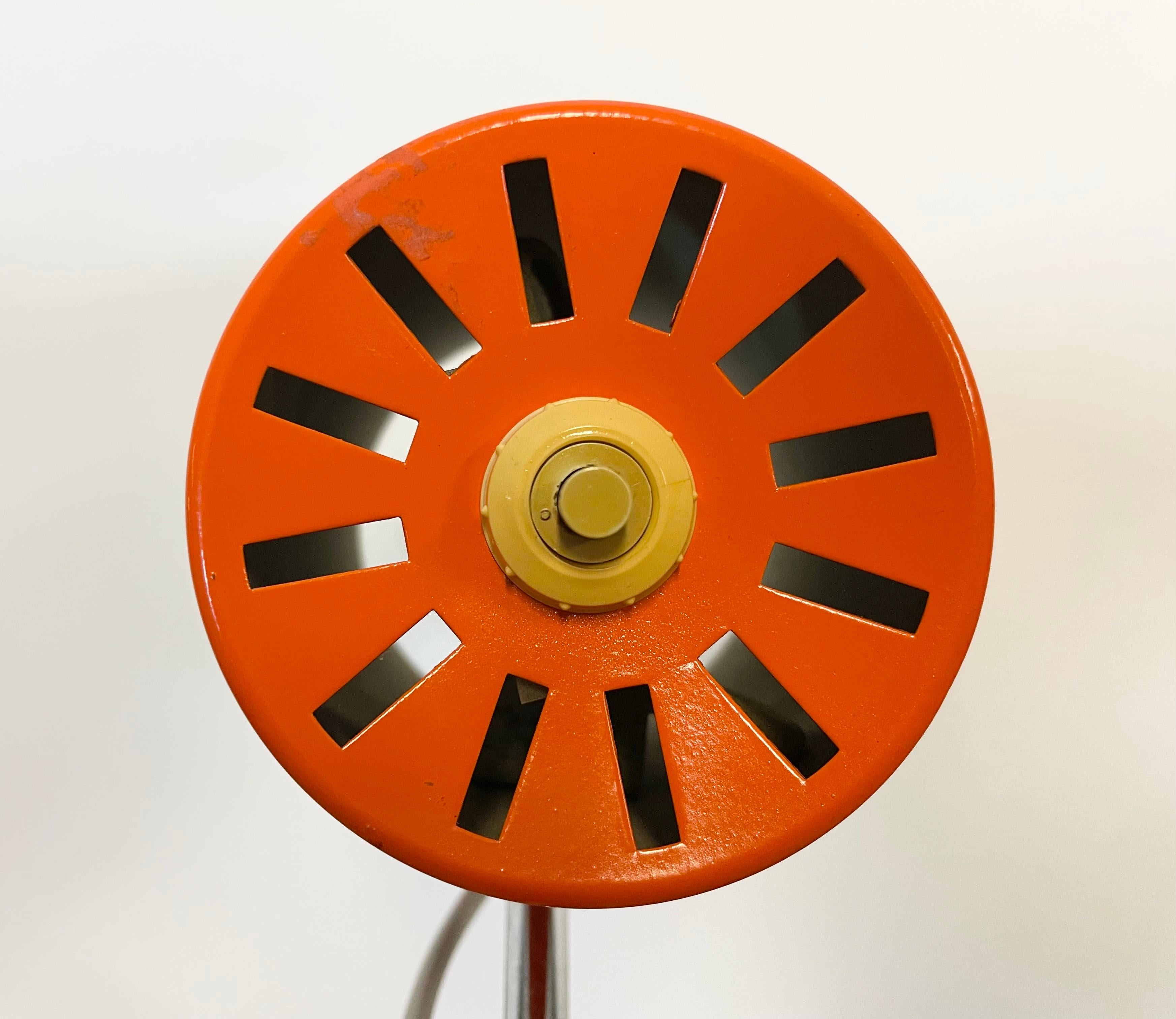 Metal Orange Table Lamp by Josef Hurka for Napako, 1960s For Sale