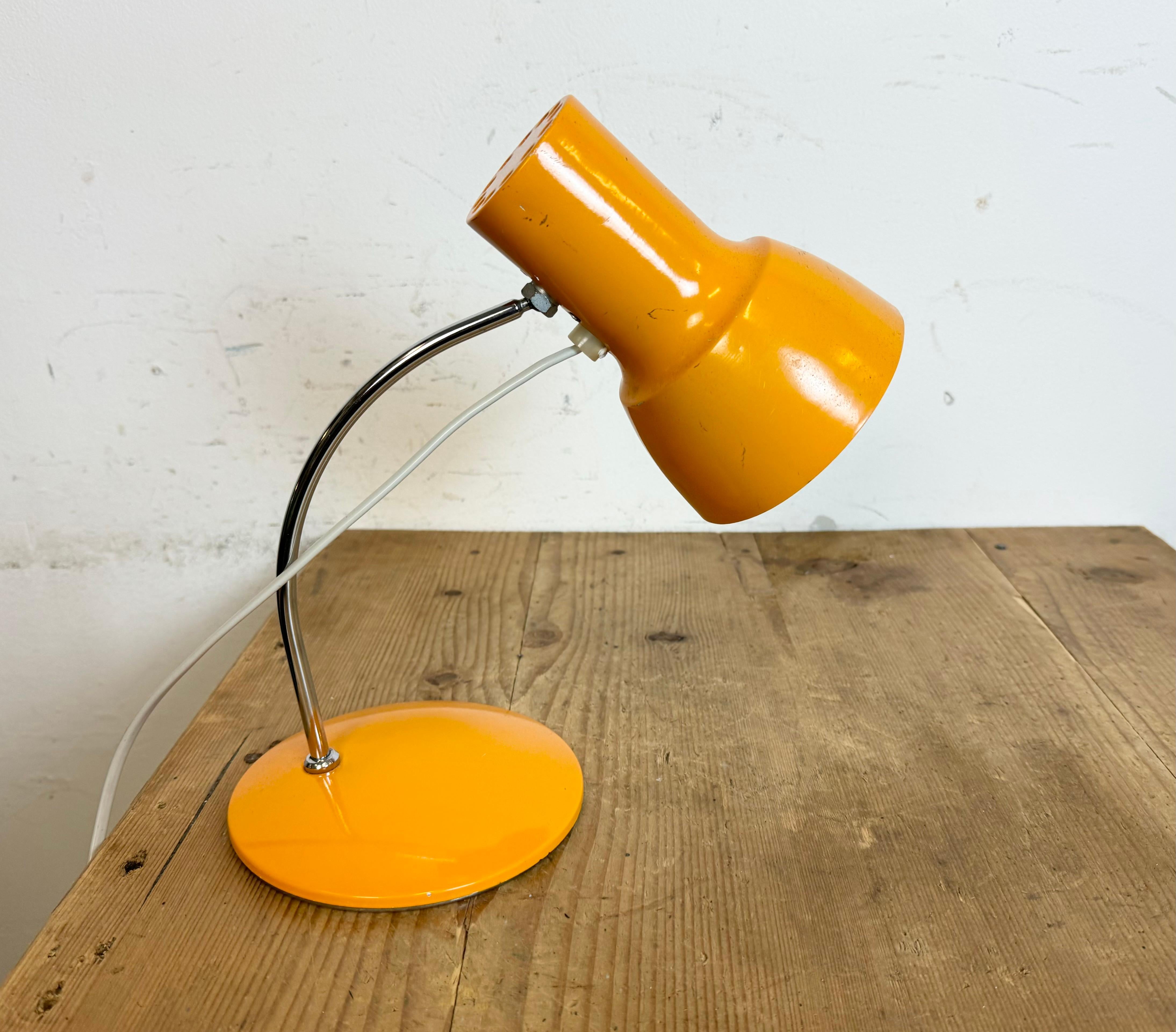 Metal Orange Table Lamp by Josef Hurka for Napako, 1970s For Sale