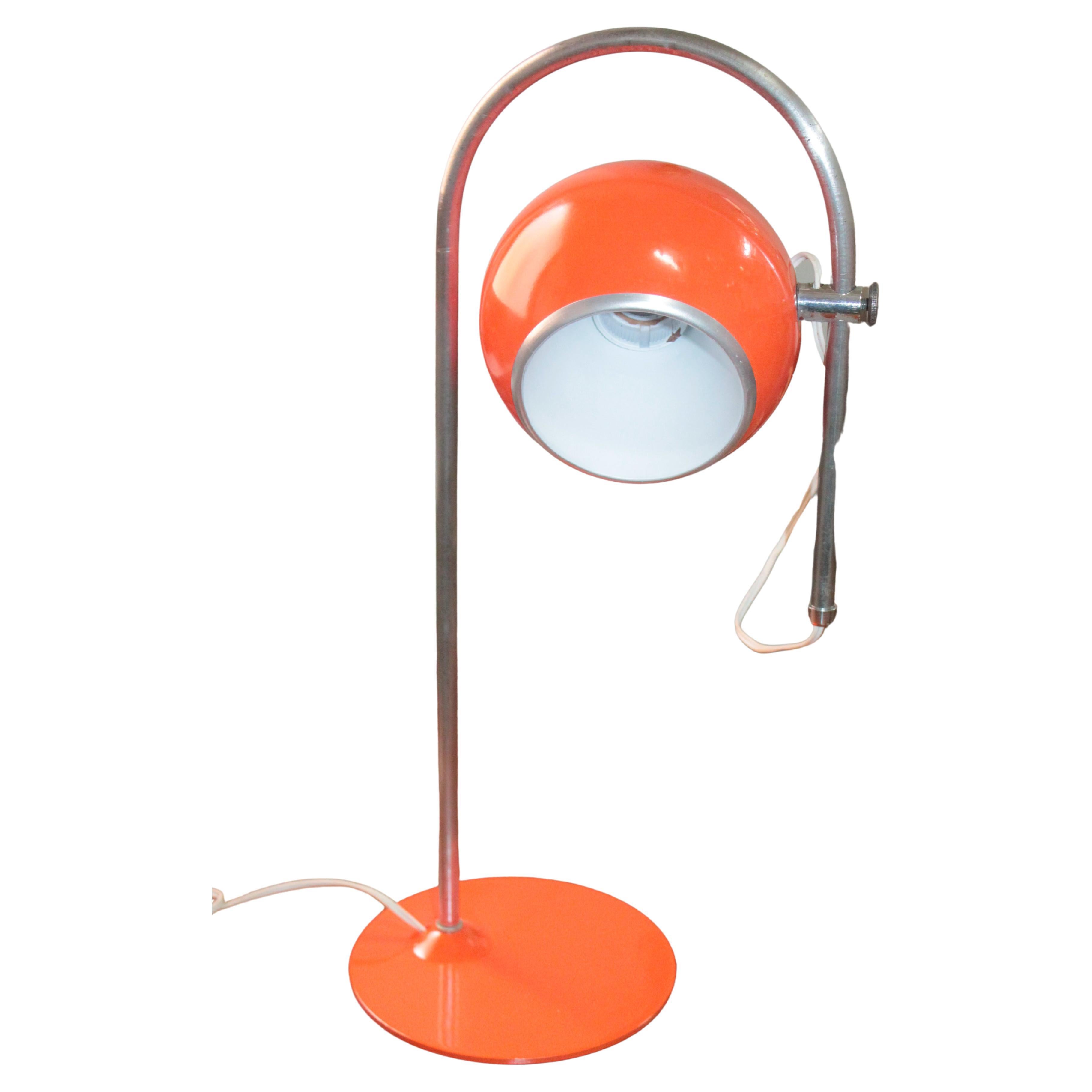 Orange Table Lamp Space Age Joe Colombo Oluce Style 1970s