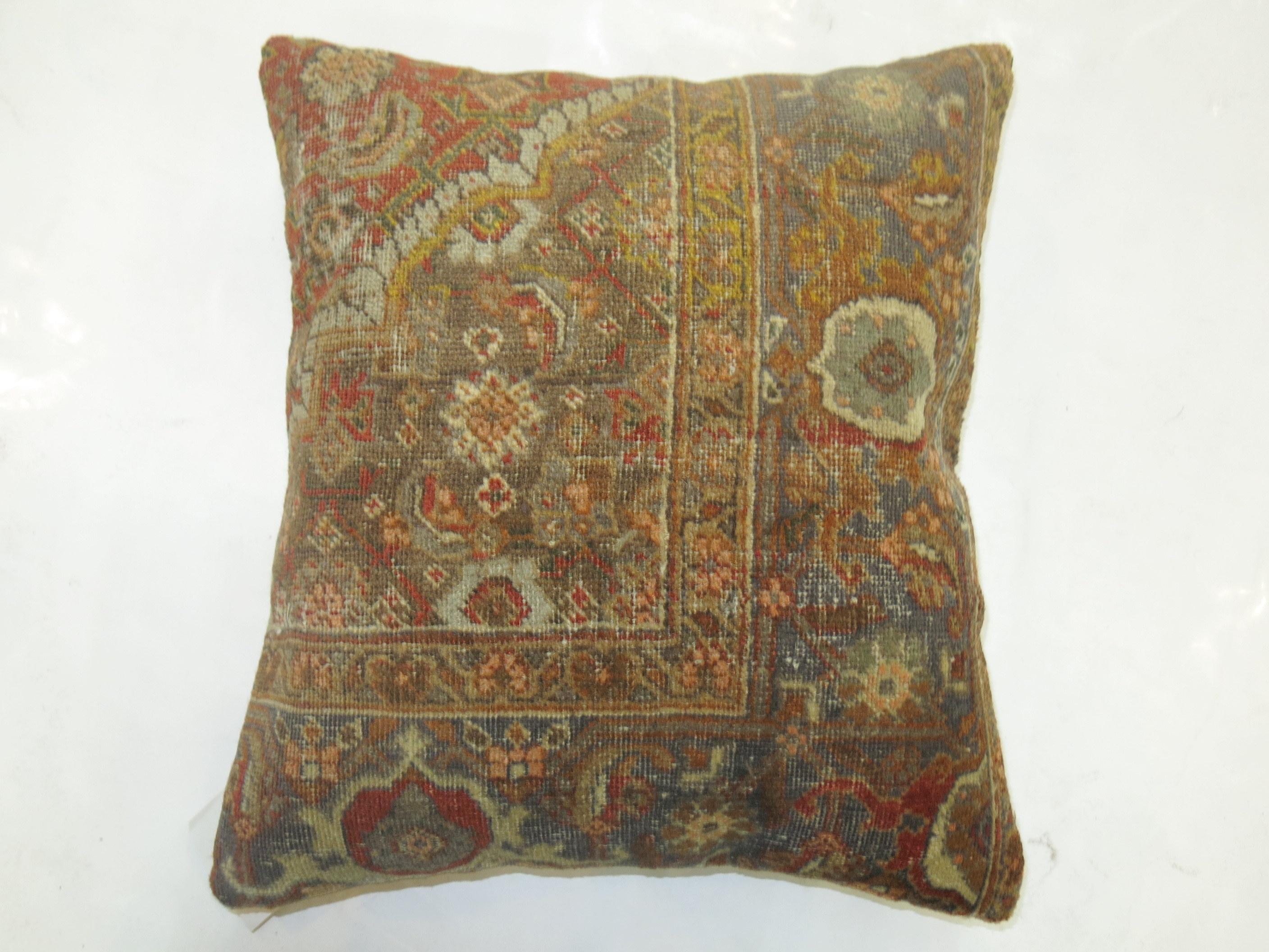 Malayer Orange Tabriz Rug Pillow