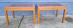 Orange Teak & Tile Danish Modern End Tables