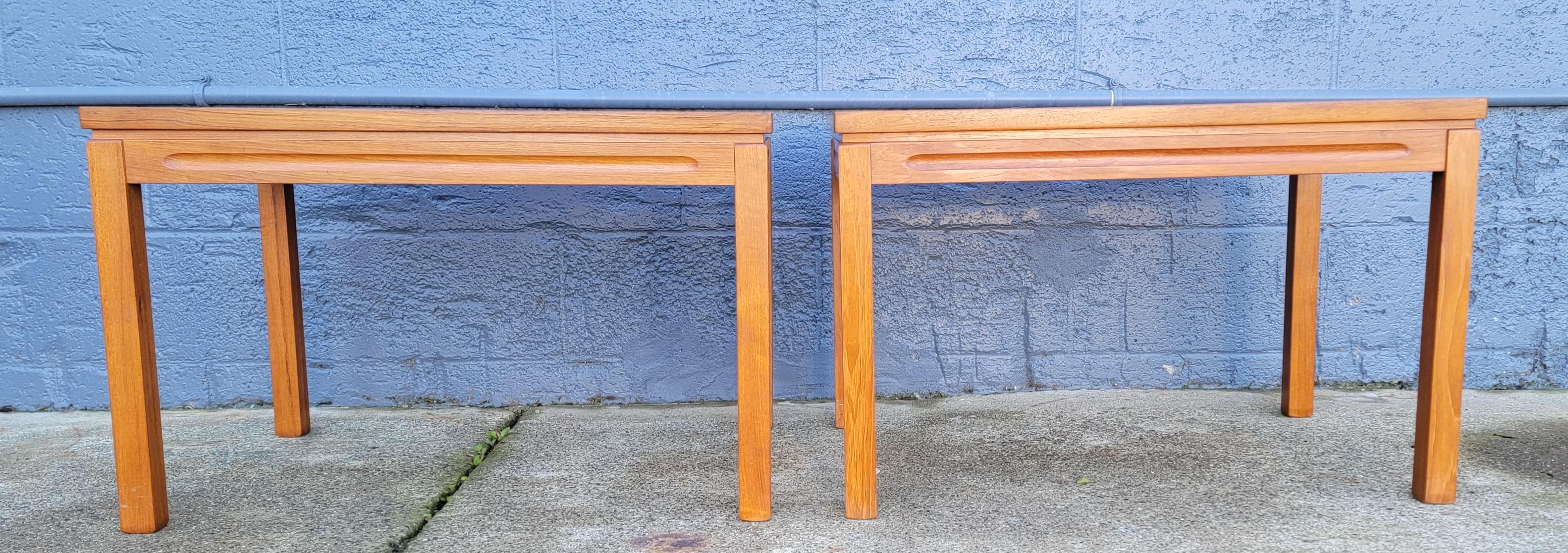 Scandinavian Modern Orange Teak & Tile Danish Modern End Tables