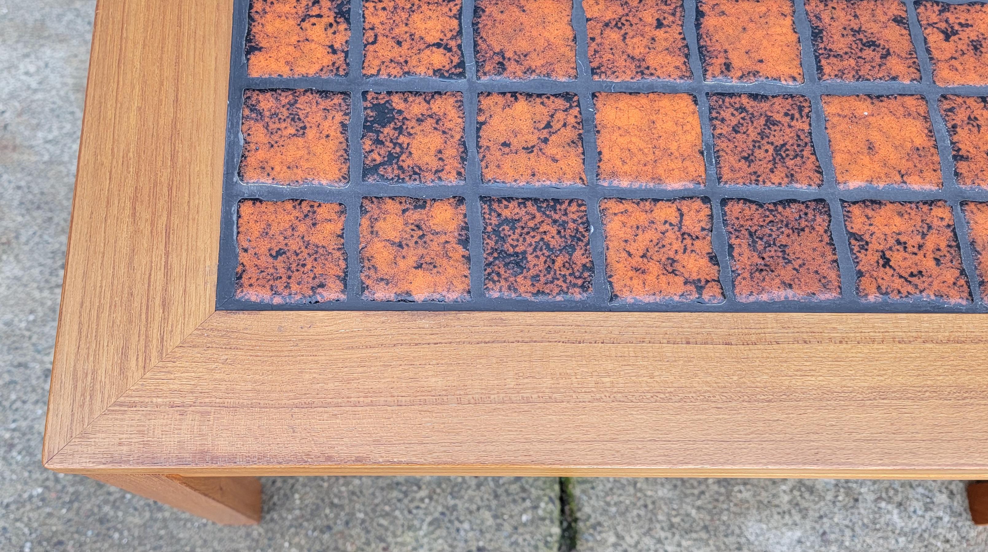 Orange Teak & Tile Danish Modern End Tables 2