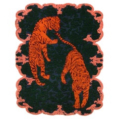 Orange Tiger Rug, Blue, Green, and Pink by Crystal Latimer and Tuft the World