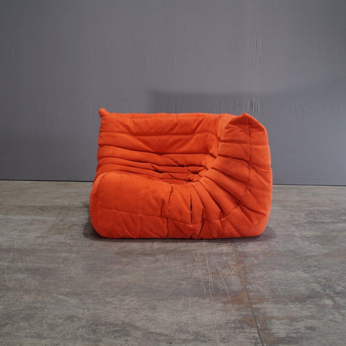 Mid-Century Modern Orange Togo Corner Sofa