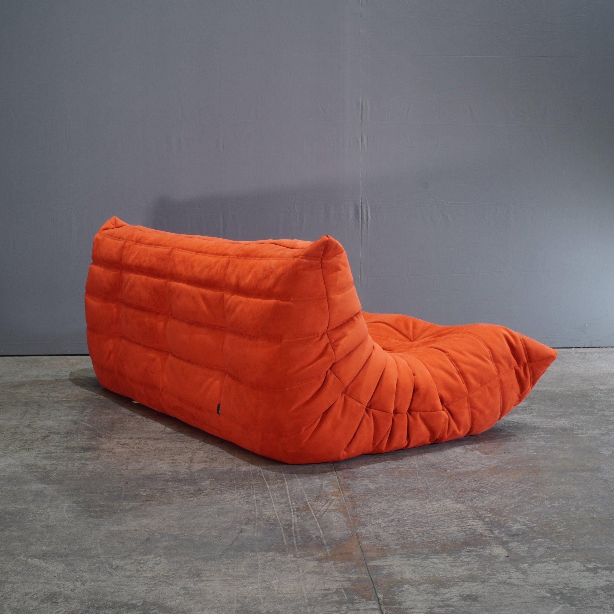 Mid-Century Modern Orange Togo Three Seater Sofa