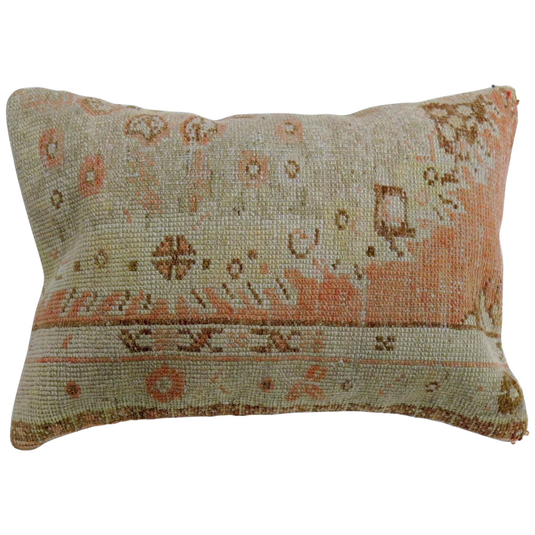 Orange Traditional Vintage White Medallion Oushak Rug Pillow