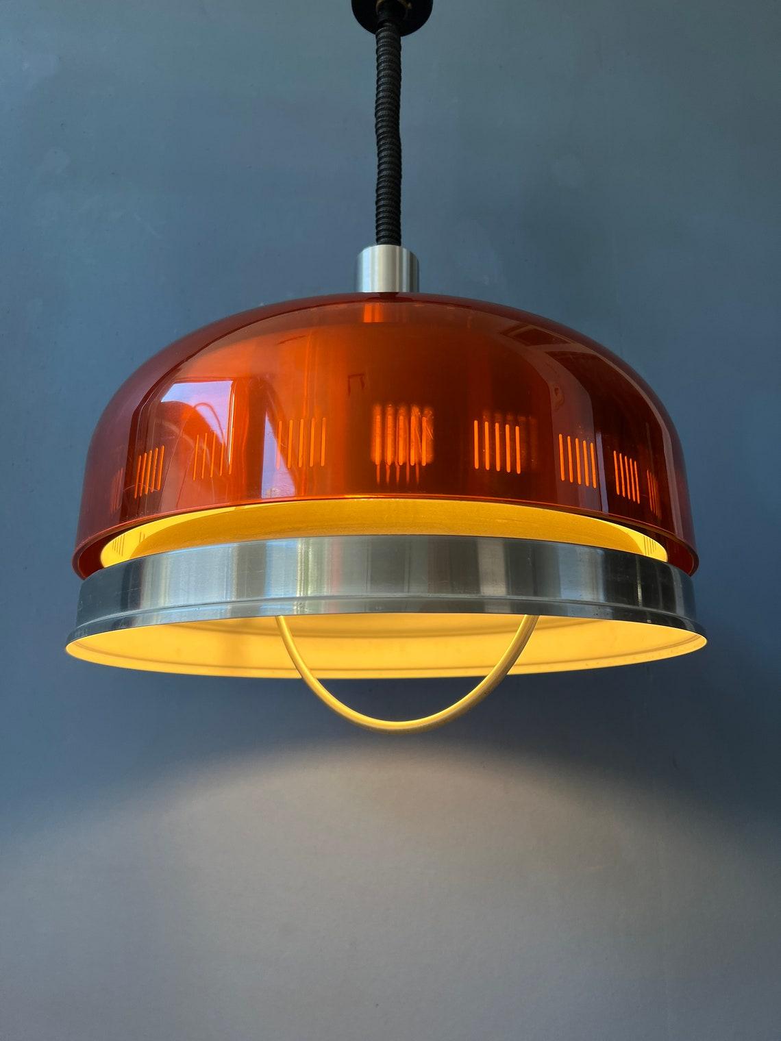 20th Century Orange Transparent Space Age UFO Pendant Lamp, 1970s For Sale