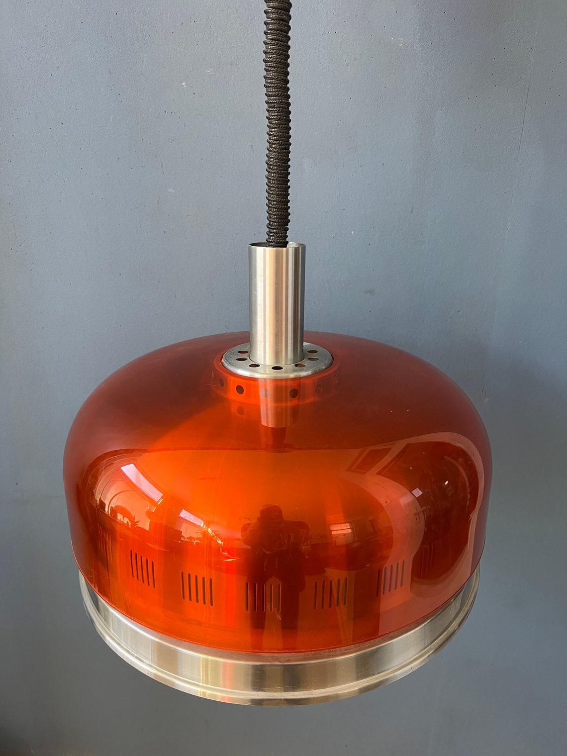 Orange Transparent Space Age UFO Pendant Lamp, 1970s For Sale 2