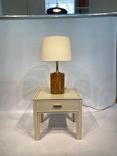 Orange Travertine Stone Table Lamp 1970s Mid-Century Modern Side Table Sofa