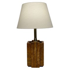 Orange Travertine Stone Table Lamp 1970s Mid-Century Modern Side Table Sofa