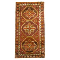 Mini tapis turc tribal orange d'Anatolie