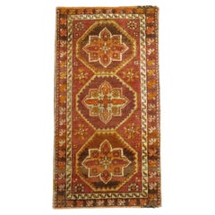 Orange Tribal Turkish Anatolian Mini Rug