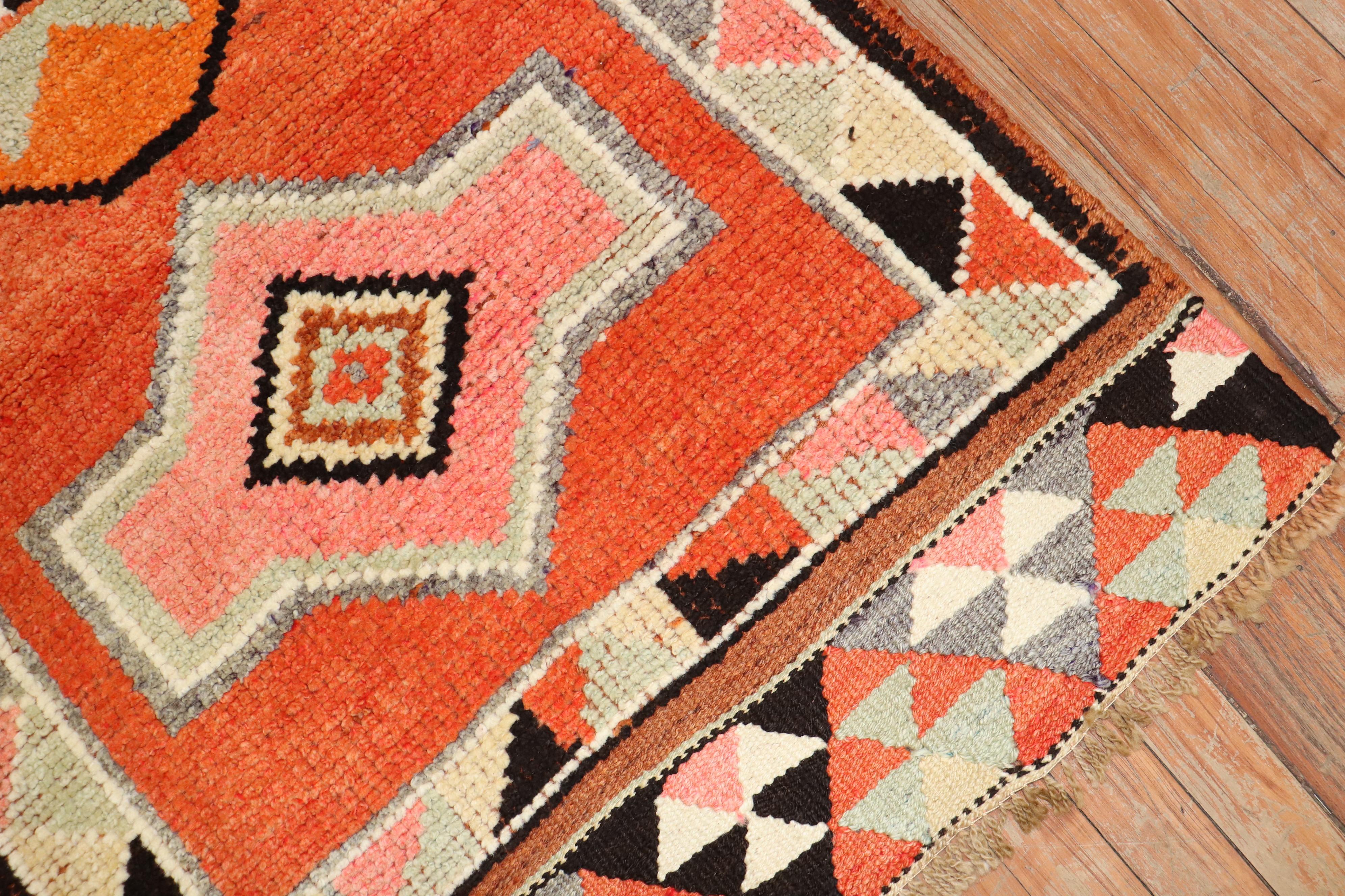 Bohemian Orange Tribal Turkish Anatolian Runner For Sale