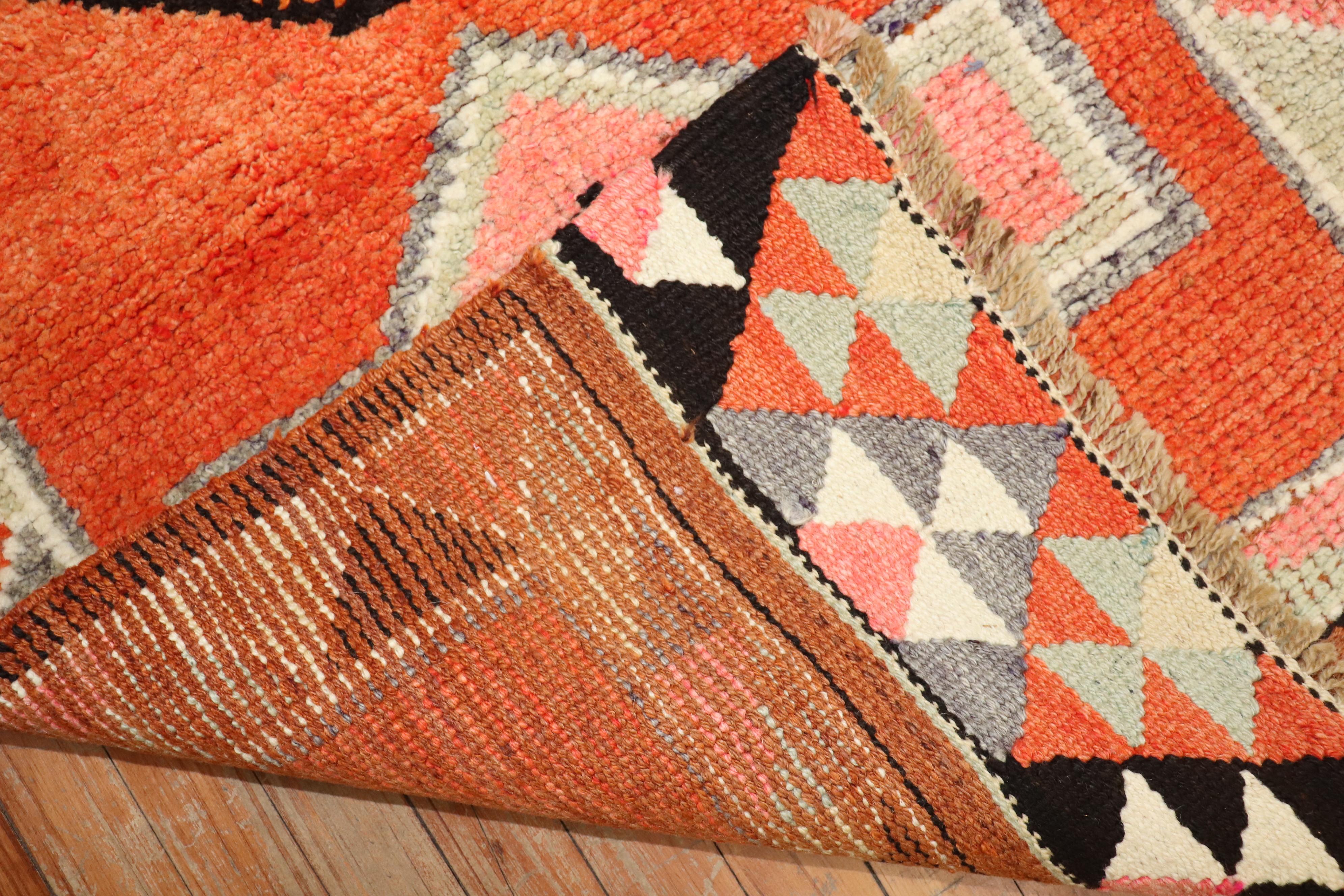 Orange Tribal Turkish Anatolian Runner For Sale 2