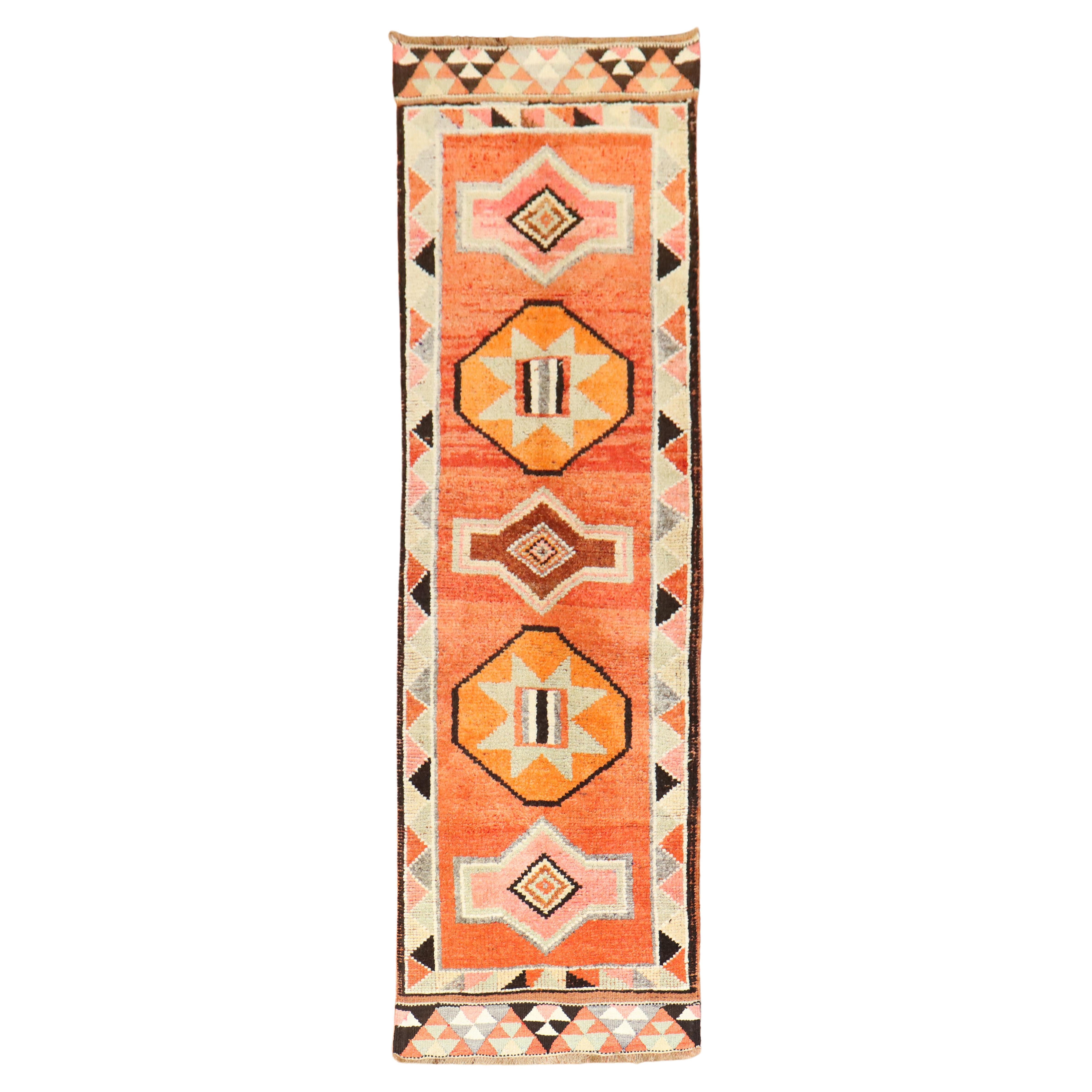 Orange Tribal Turkish Anatolian Runner