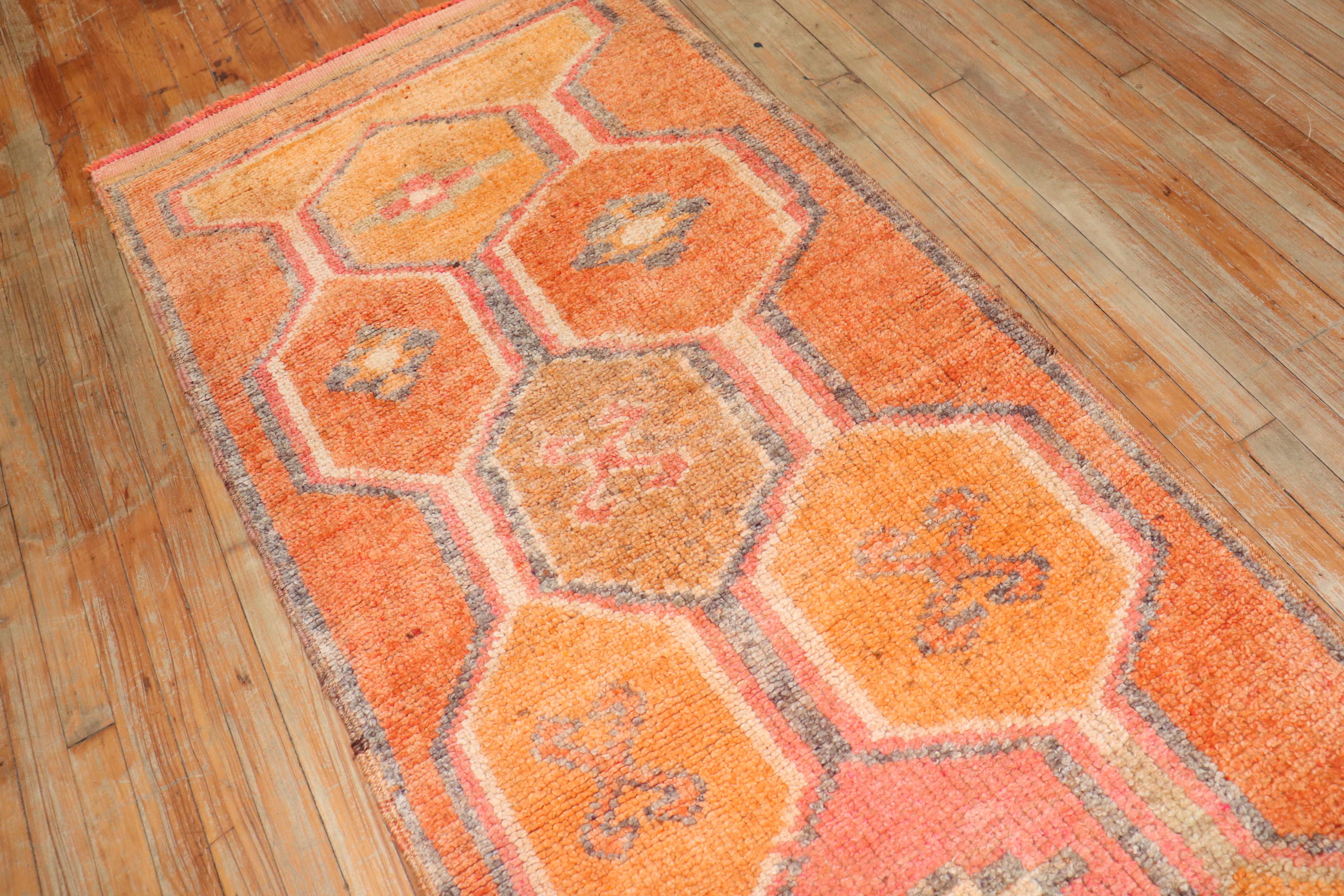 Orange Tribal Turkish Runner In Good Condition In New York, NY