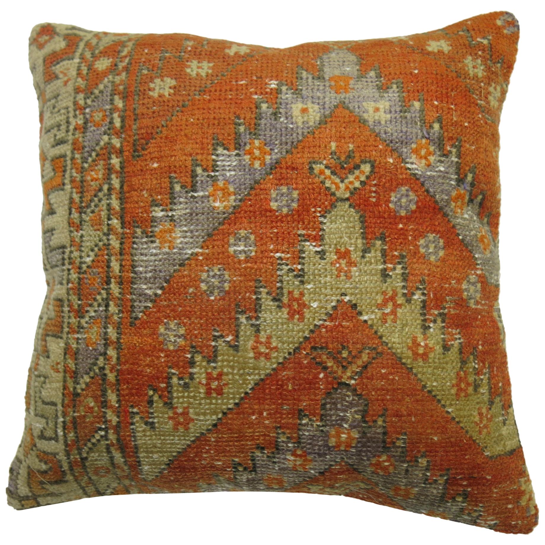 Orange Turkish Rug Pillow