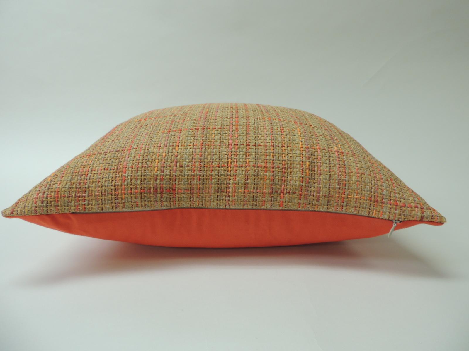 Orange tweet decorative pillow
Orange cotton and linen modern tweet, square throw customizable decorative pillow with bright Palm beach orange solid cotton backing and self-welt. The price on the pillow includes a custom ATG feather/down insert.