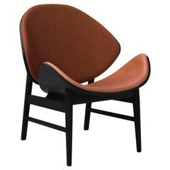 Chaise longue bicolore Orange en chêne noir avec rembourrage:: par Hans Olsen