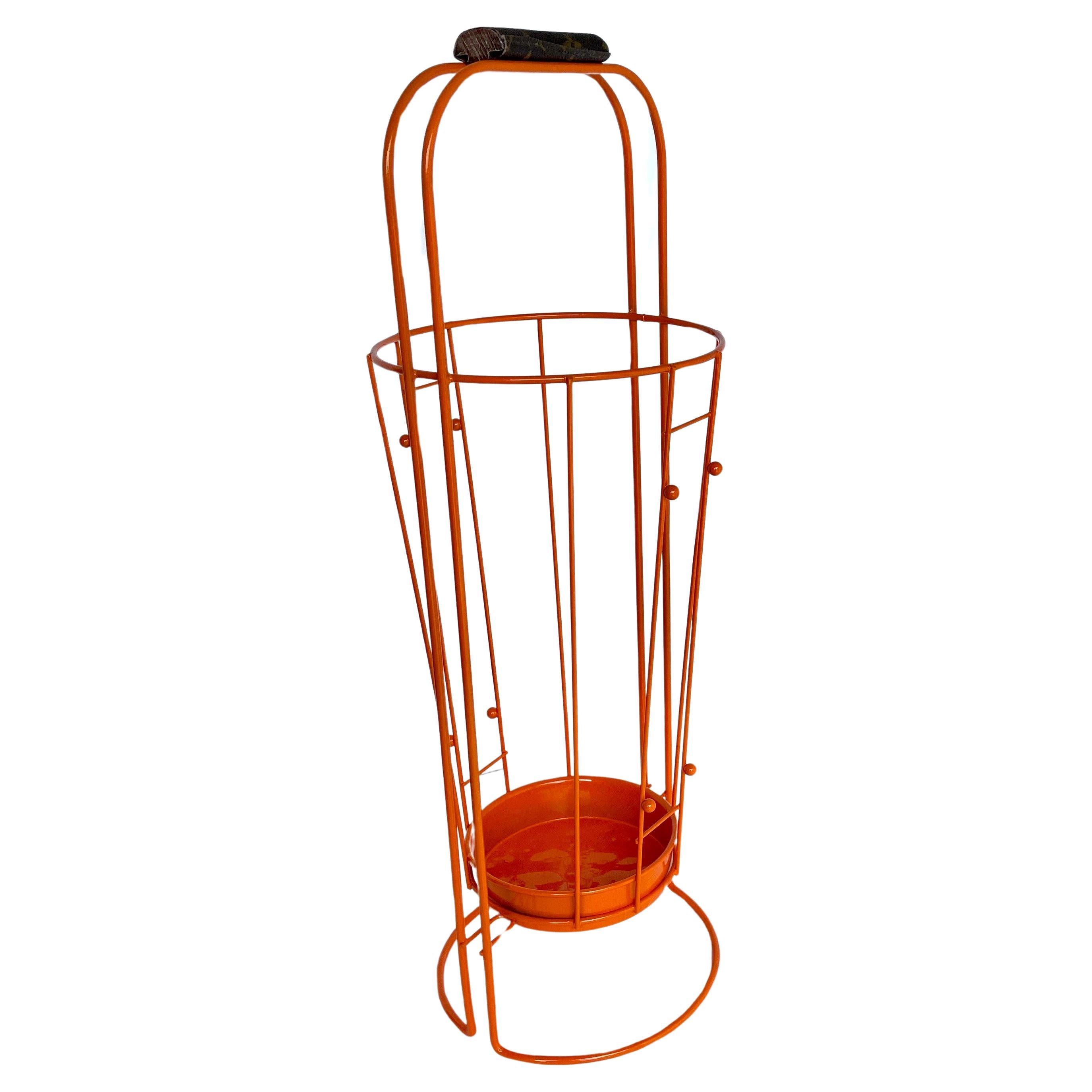 American Orange Umbrella Stand Holder with Louis Vuitton Monogram Leather Handle