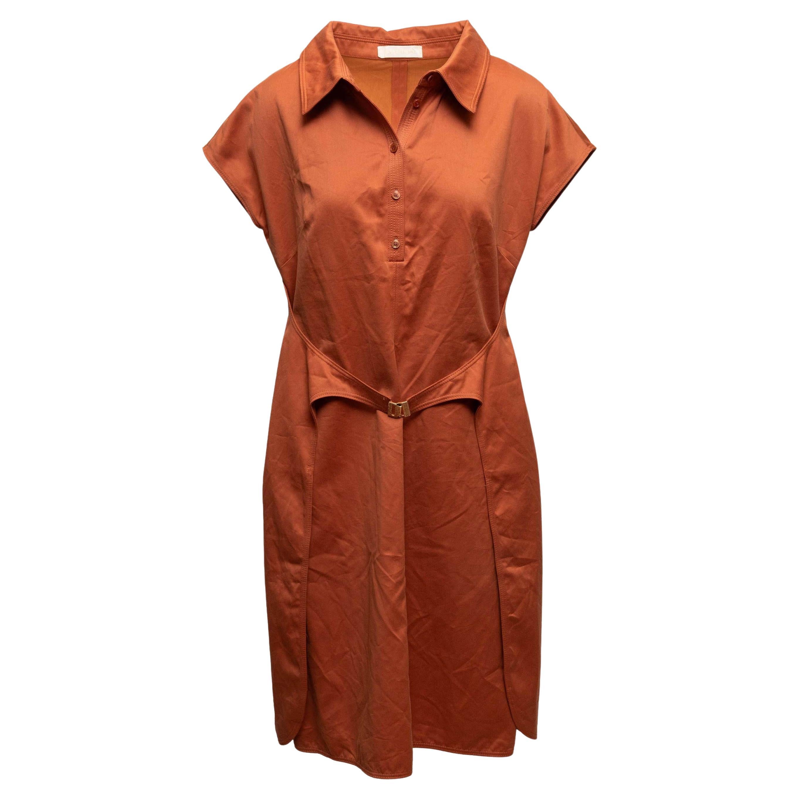 Orange Valentino Cotton & Silk-Blend Dress Size US 12