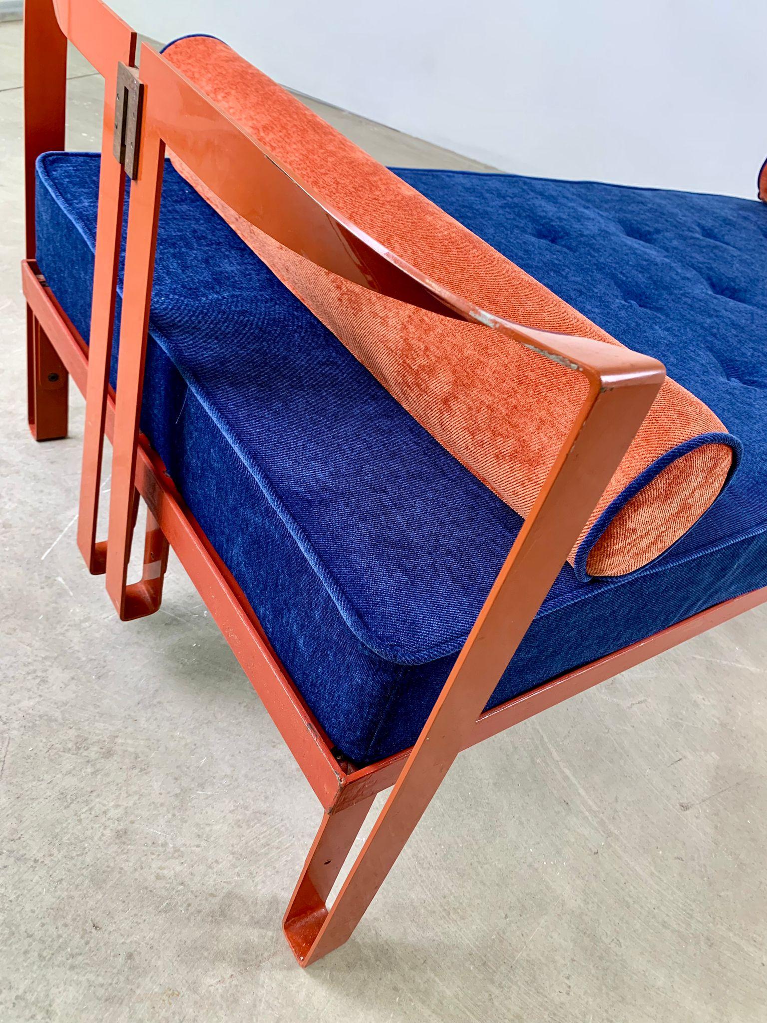 Cama individual Vanessa naranja de Tobia Scarpa para Simon, Italia, años 60 Metal en venta