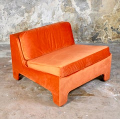 Orange velvet armchair made by Beaufort, Belgium, 1970s