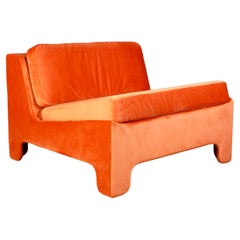 Vintage Orange velvet armchair made by Beaufort, Belgium, 1970s