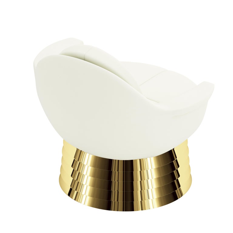 White Velvet Lounge Chair With Brass Base For Sale at 1stDibs orange velvet chair