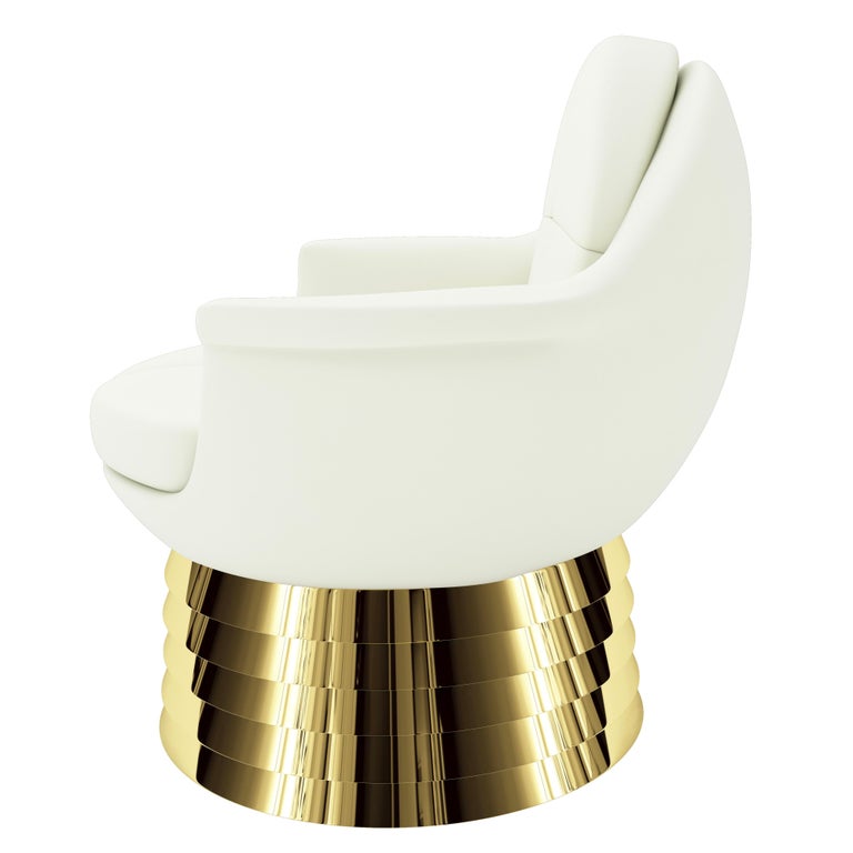 White Velvet Lounge Chair With Brass Base For Sale at 1stDibs orange velvet chair