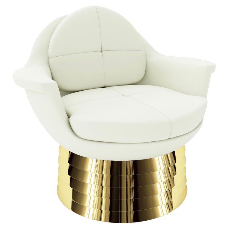 White Velvet Lounge Chair With Brass Base For Sale at 1stDibs orange velvet chair