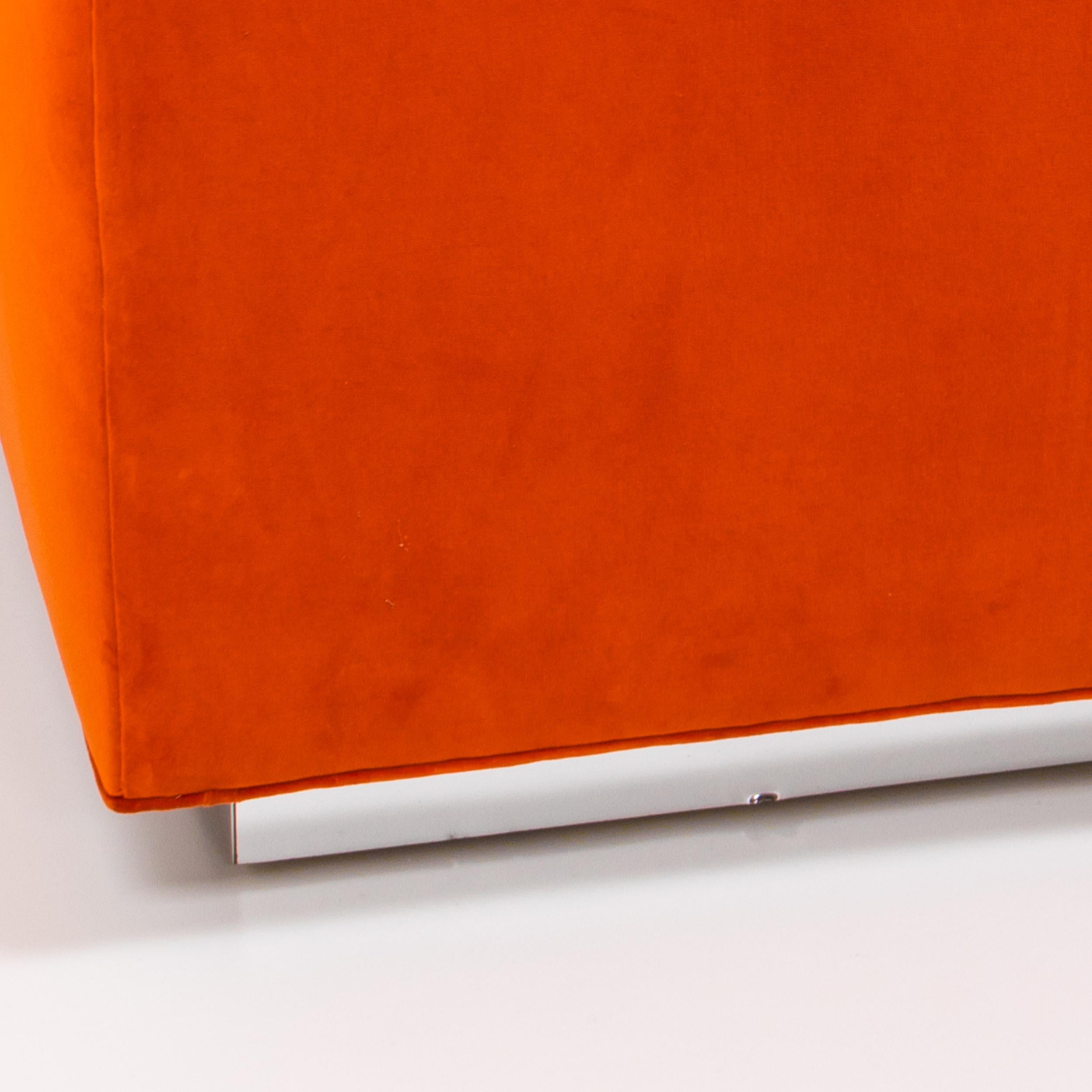 Orange Velvet Milo Baughman Midcentury Armchairs, Set of Two 2