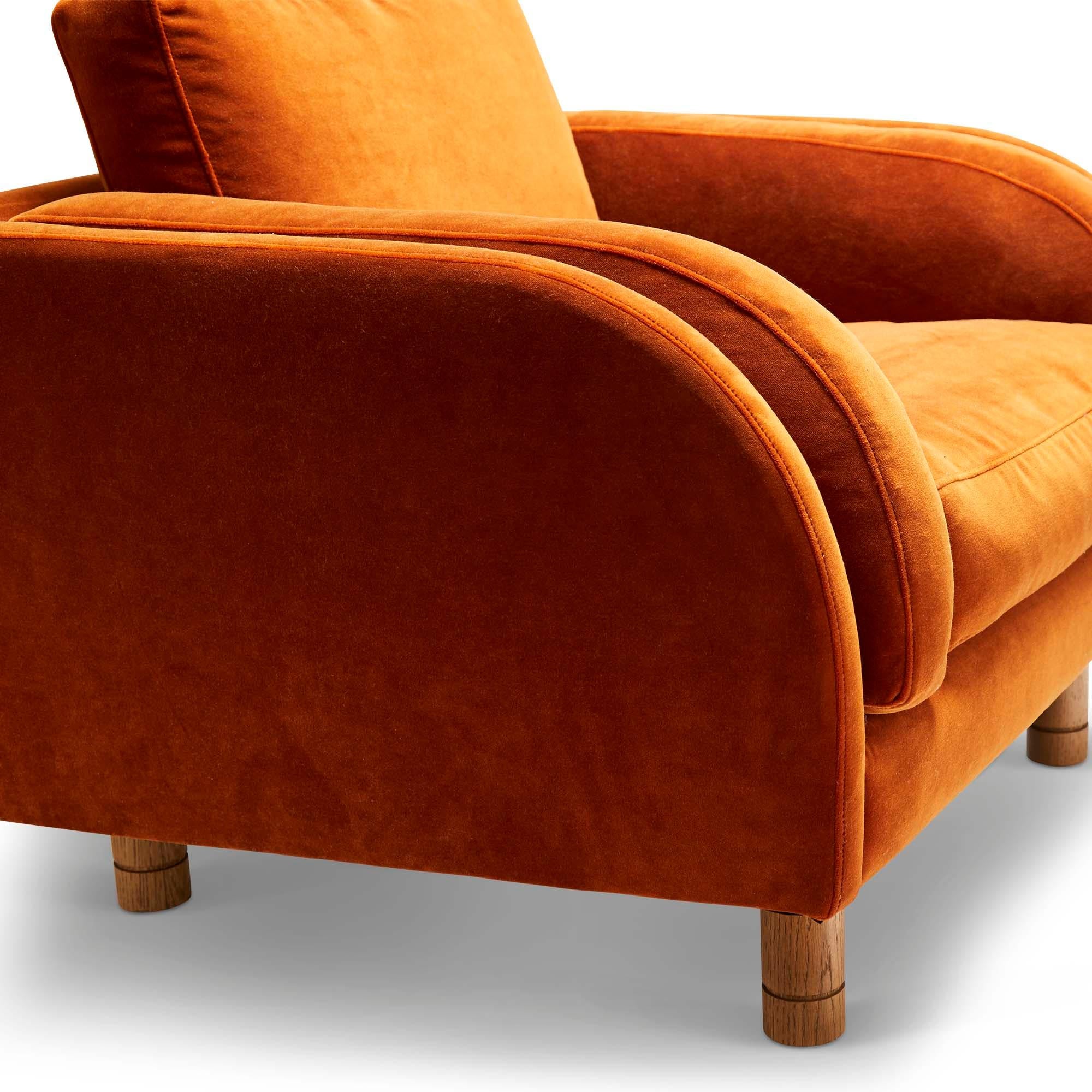 Mid-Century Modern Orange Velvet Moreno Chair by Lawson-Fenning