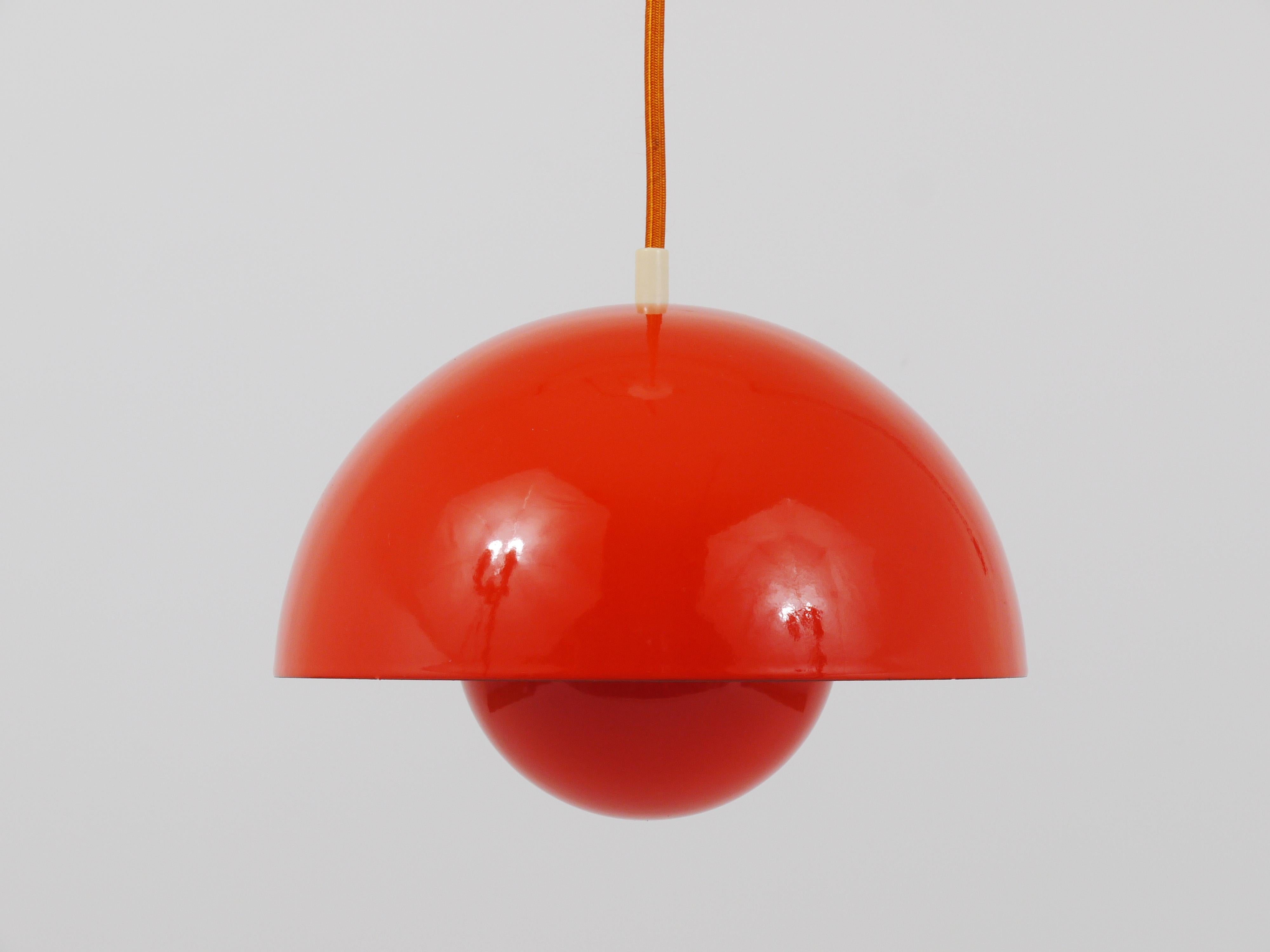 Danish Orange Verner Panton Flowerpot Pendant Lamp, Louis Poulsen, Denmark, 1969 For Sale