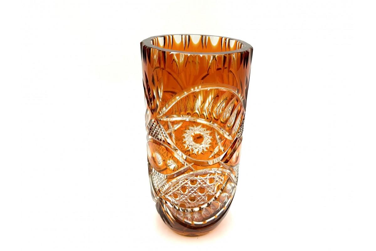 Orange crystal vase.

Produced in Poland in the 1960s.

Very good condition, no damage.

height 25 cm, diameter 12.5 cm.