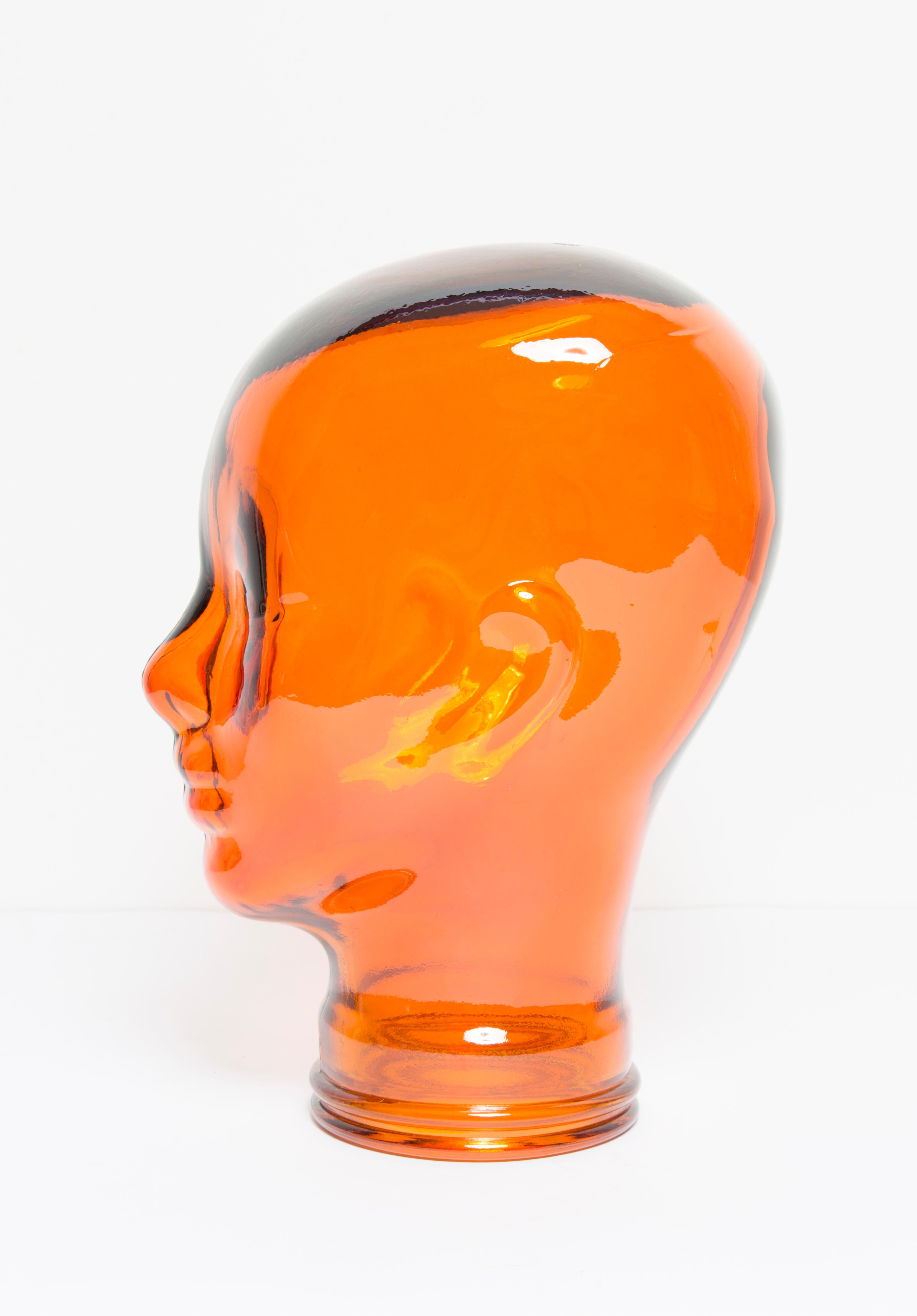 Orange Vintage Decorative Mannequin Glass Head Sculpture, 1970s, Germany 5